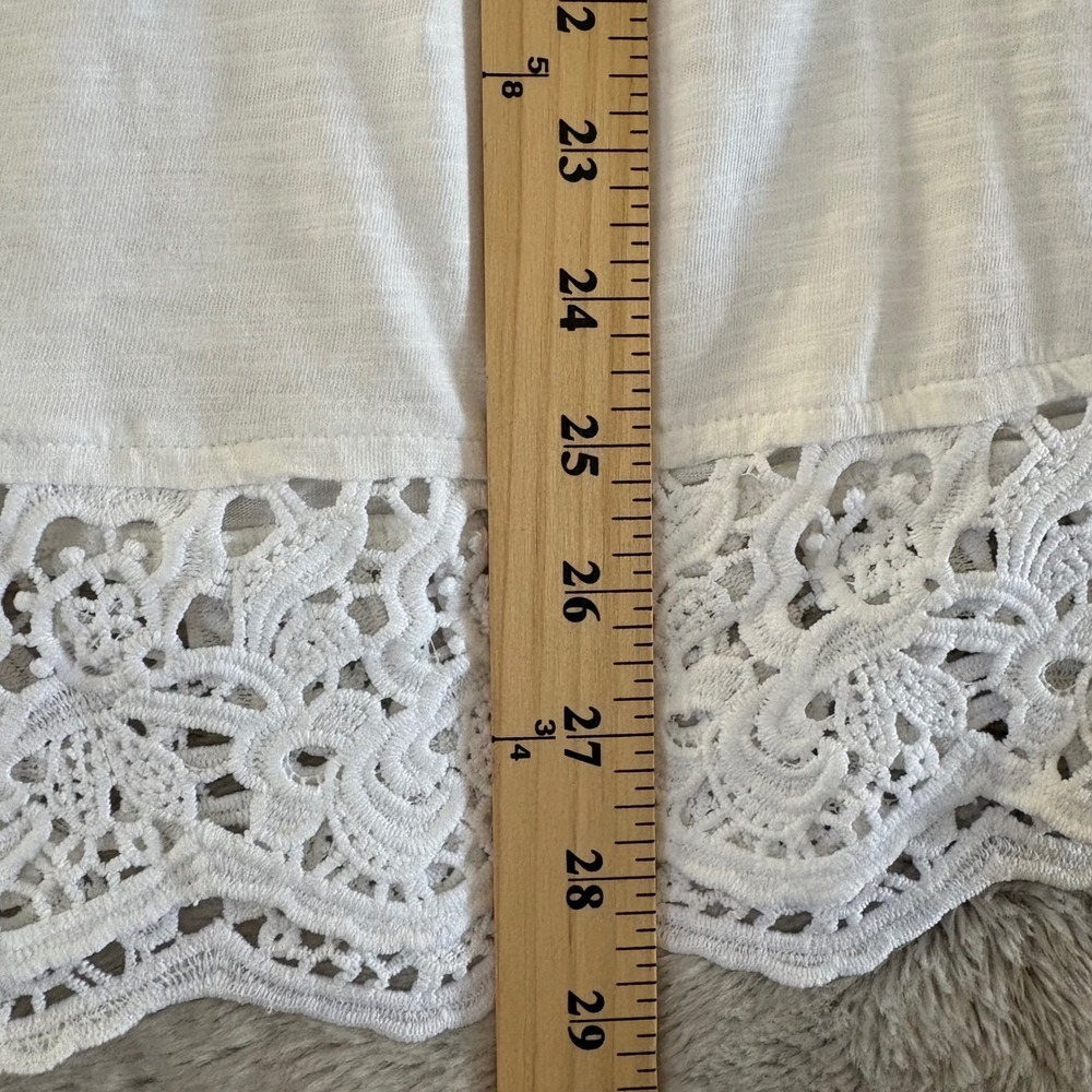 Chicos White Smocked Neck Crochet Lace Trim Top Cotton Modal‎ 3 XLVacation - Picture 6 of 8